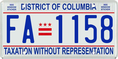 DC license plate FA1158