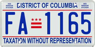 DC license plate FA1165