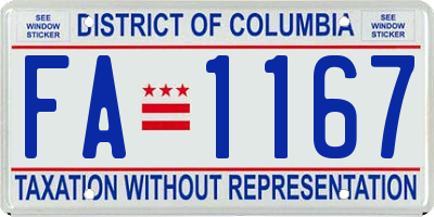 DC license plate FA1167