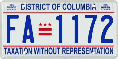 DC license plate FA1172