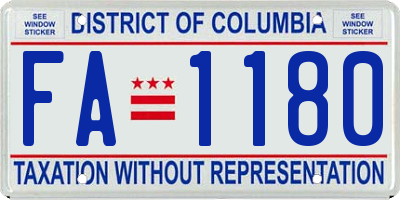 DC license plate FA1180