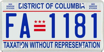 DC license plate FA1181