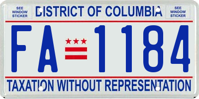 DC license plate FA1184