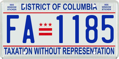 DC license plate FA1185