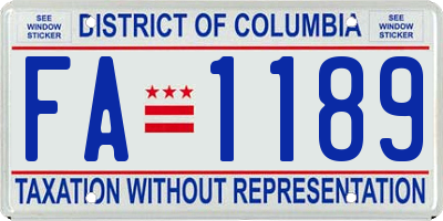 DC license plate FA1189