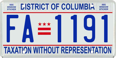 DC license plate FA1191