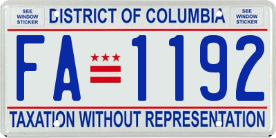 DC license plate FA1192