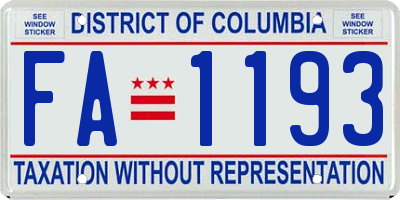 DC license plate FA1193