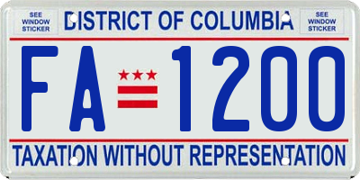 DC license plate FA1200