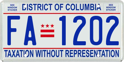 DC license plate FA1202