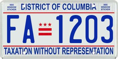 DC license plate FA1203