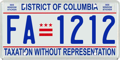 DC license plate FA1212