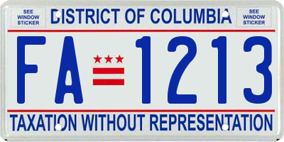 DC license plate FA1213