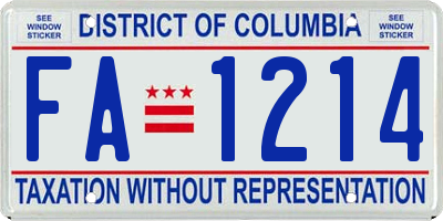 DC license plate FA1214