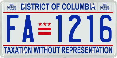 DC license plate FA1216