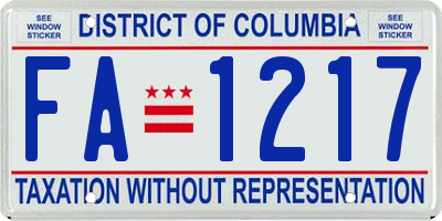 DC license plate FA1217