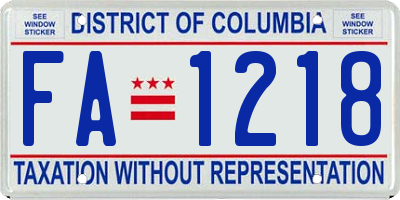 DC license plate FA1218