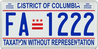 DC license plate FA1222