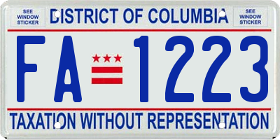 DC license plate FA1223