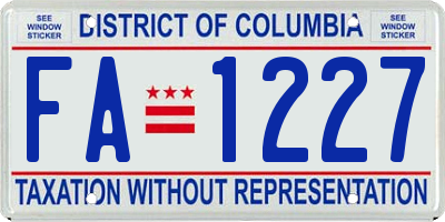 DC license plate FA1227