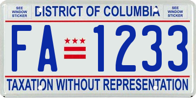 DC license plate FA1233