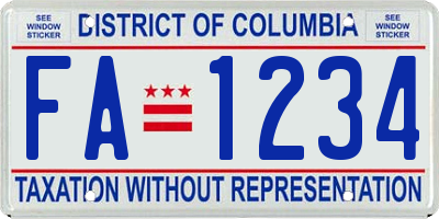 DC license plate FA1234