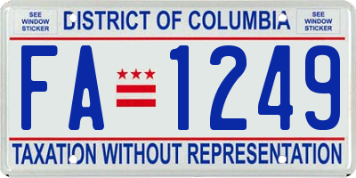 DC license plate FA1249