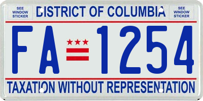 DC license plate FA1254