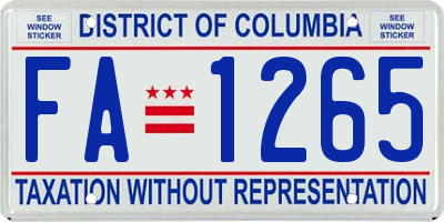 DC license plate FA1265