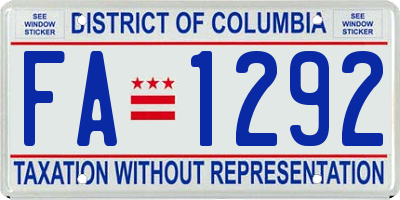 DC license plate FA1292