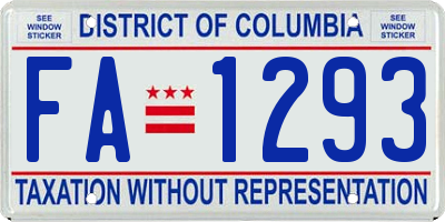 DC license plate FA1293