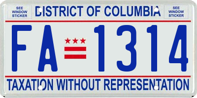 DC license plate FA1314