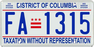 DC license plate FA1315