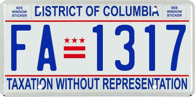 DC license plate FA1317