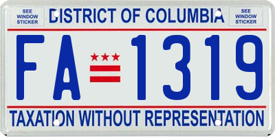 DC license plate FA1319