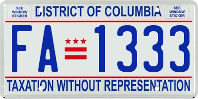 DC license plate FA1333