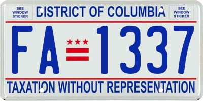 DC license plate FA1337