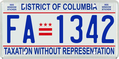 DC license plate FA1342