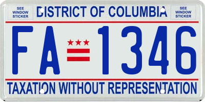 DC license plate FA1346