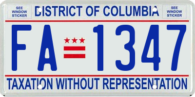 DC license plate FA1347