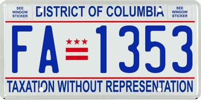 DC license plate FA1353