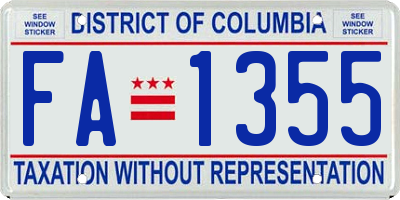 DC license plate FA1355