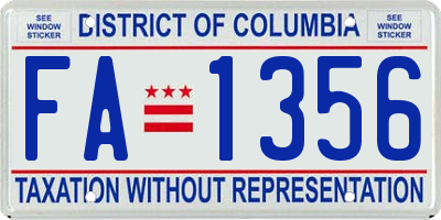 DC license plate FA1356