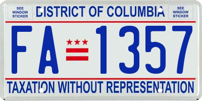 DC license plate FA1357