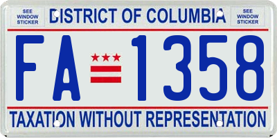 DC license plate FA1358