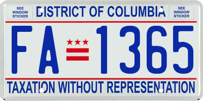 DC license plate FA1365