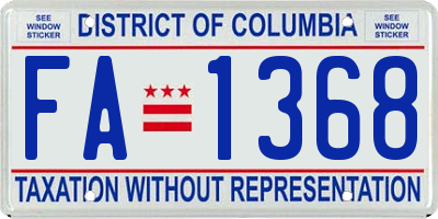 DC license plate FA1368