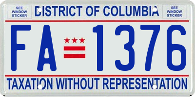 DC license plate FA1376