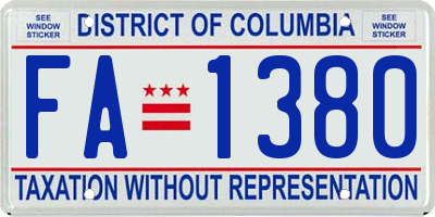 DC license plate FA1380