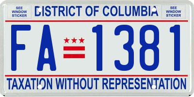 DC license plate FA1381